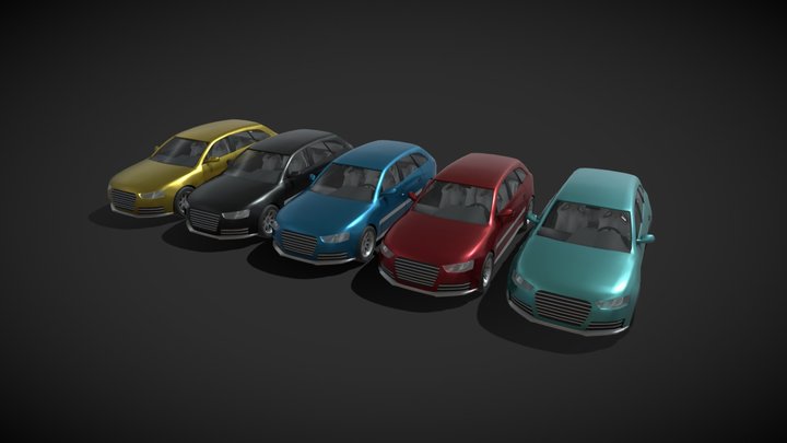 Generic Station Wagon Car With Interior Lowpoly 3D Model