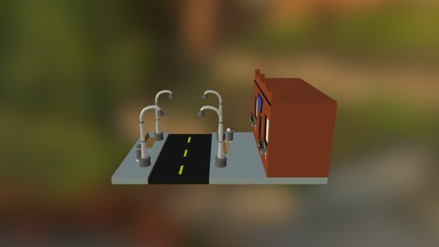 Low-Poly Street Scene 3D Model