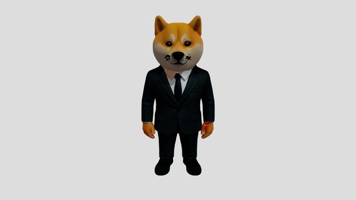 Suited doge figure - Doge Jones Industrial 3D Model