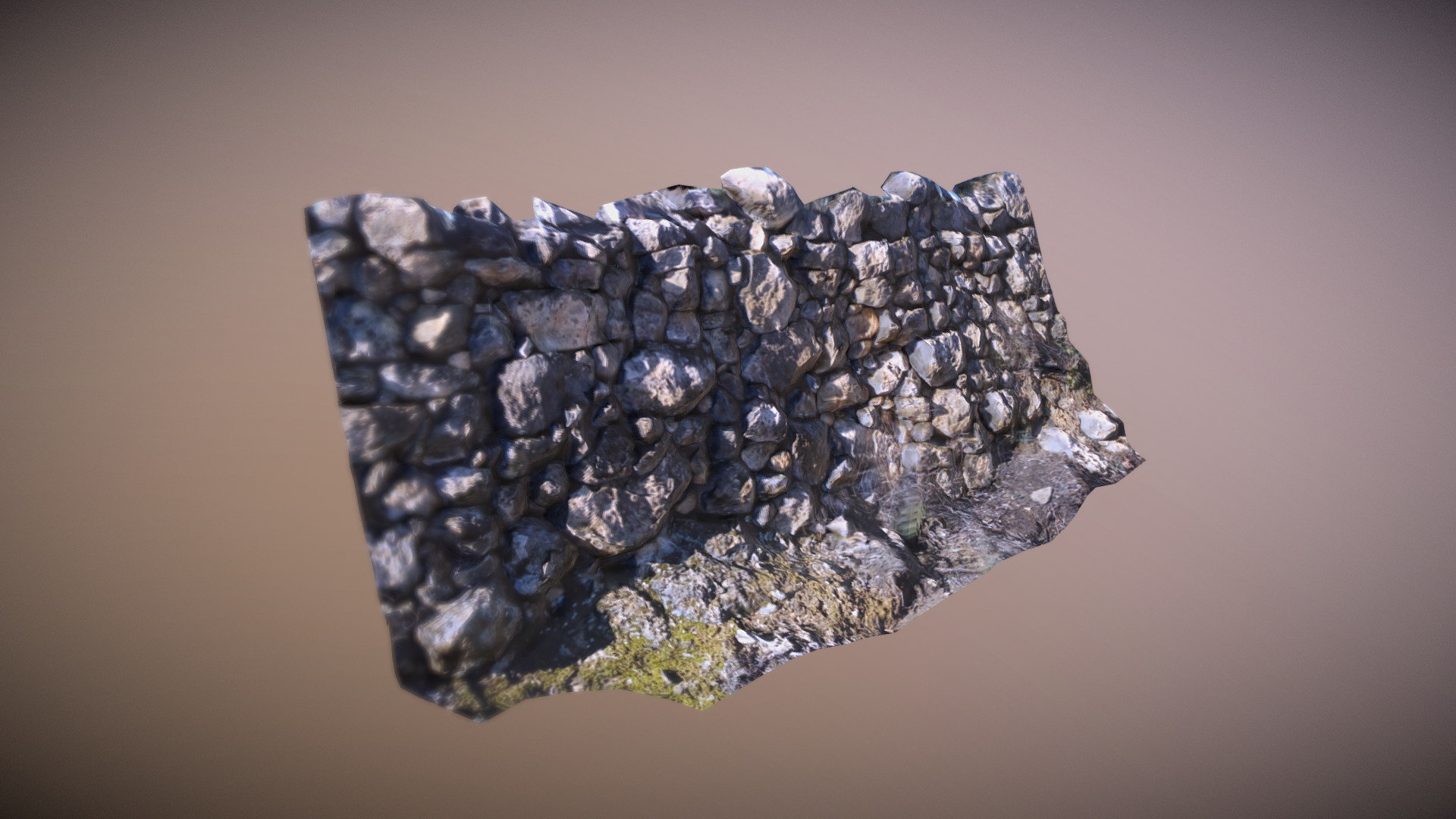 Photogrammetry low poly stone wall