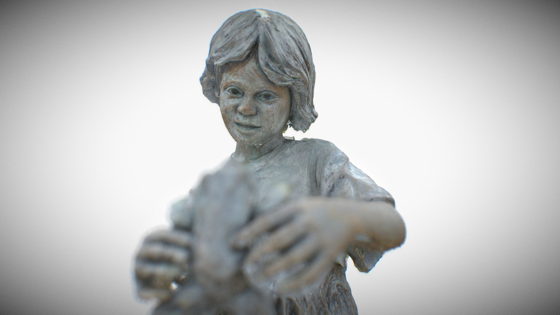 A girl with frog Statue - RAW Scan