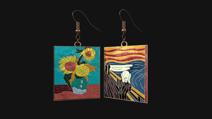 Artistic earrings enamel 3D Model