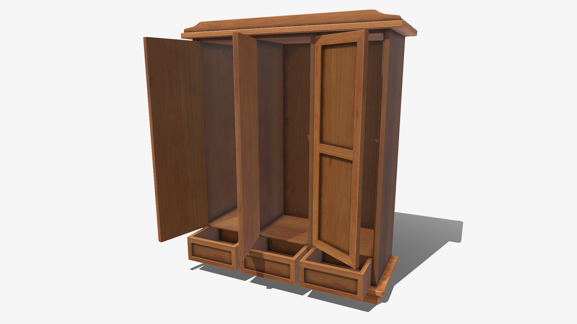3D model Dresser Cabinet - This is a 3D model of the Dresser Cabinet. The 3D model is about a wooden cabinet with a door.