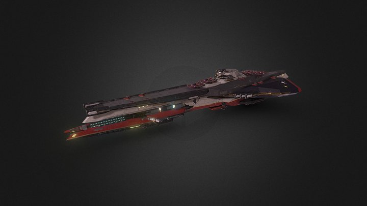 Space Battleship Aquamarine 3D Model