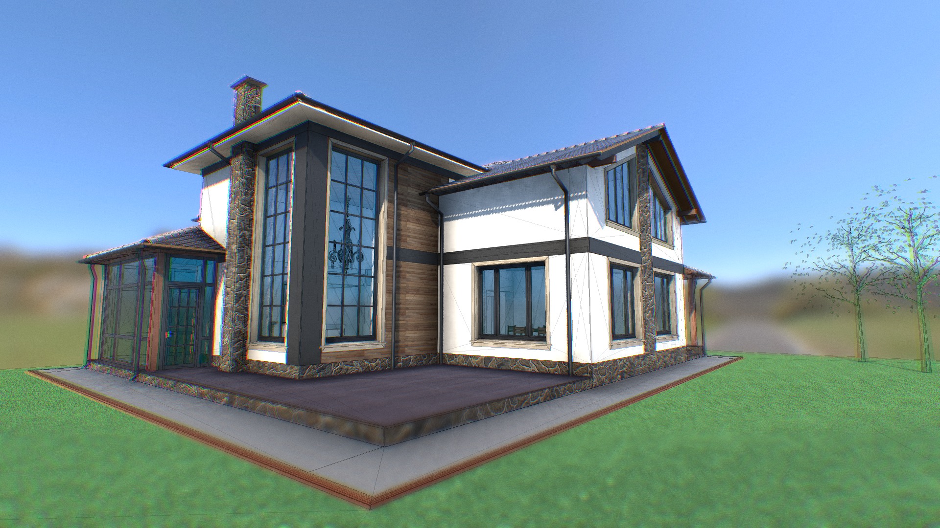 3D model Sevoya - This is a 3D model of the Sevoya. The 3D model is about a house with a grass yard.