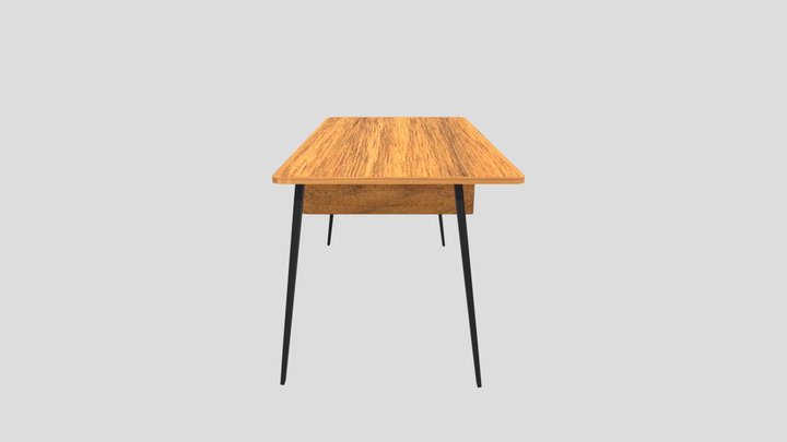Modern Wooden Desk with Drawer | 3D Model