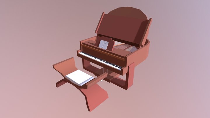 Grand Piano Lowpoly 3D Model