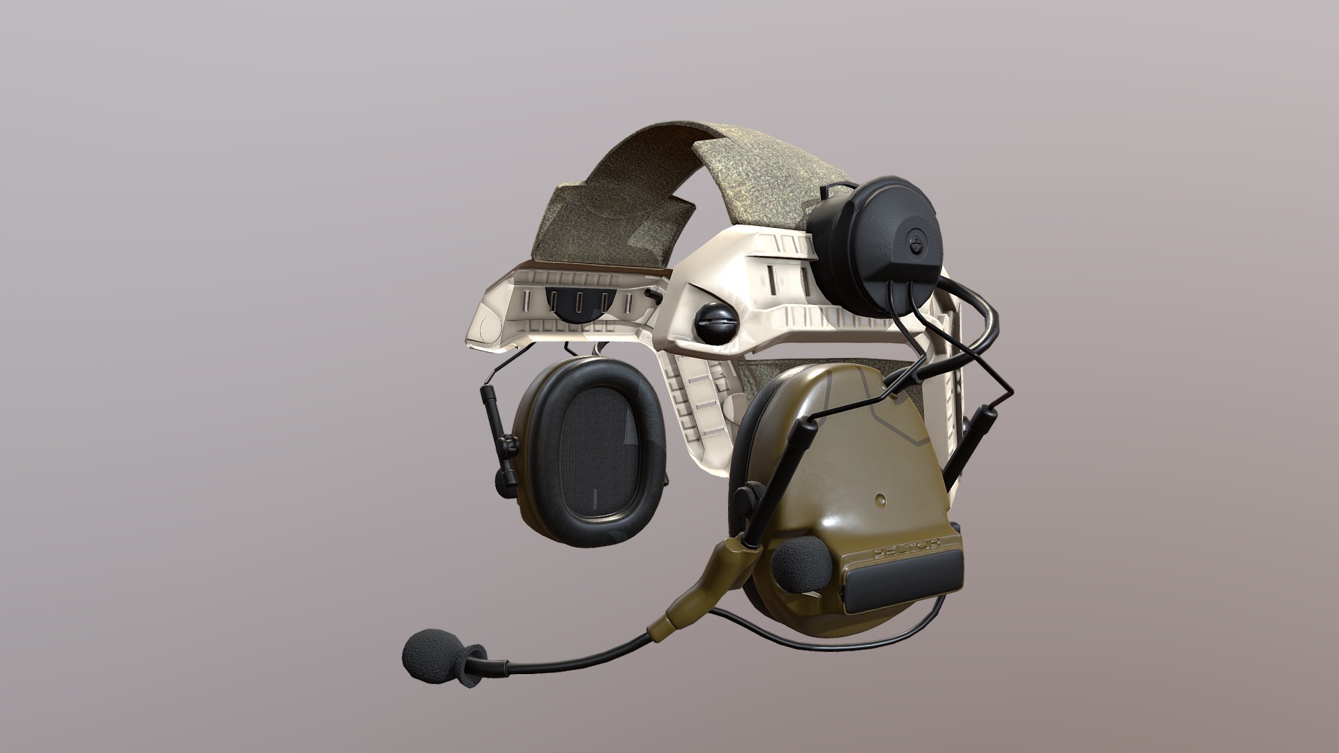 3D model Headset Military Peltor - This is a 3D model of the Headset Military Peltor. The 3D model is about a robot with a microphone.