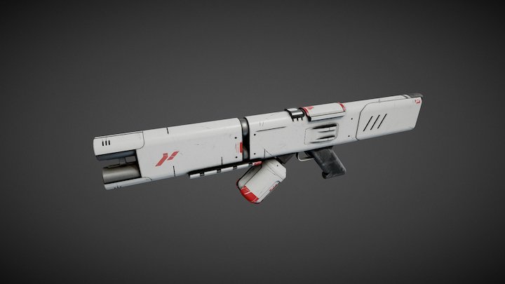 Tactical Rifle, white 3D Model