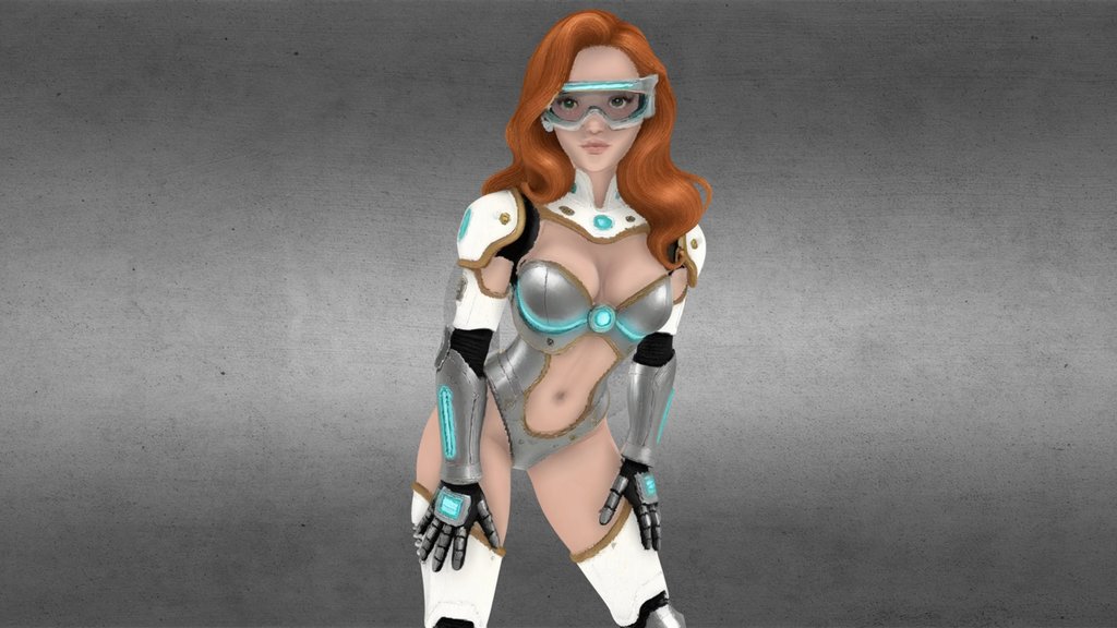 Stylized Sexy Ginger Sci-Fi Valkyrie
