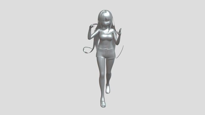 anime-style girl in casual summer clothes 3D Model