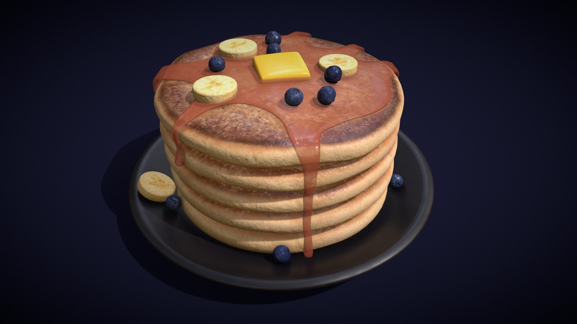 Blueberry Banana Pancakes - Buy Royalty Free 3D model by ...