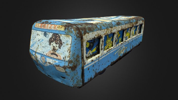 Old USSR Soviet Metal Toy Car Express Bus 3D Model
