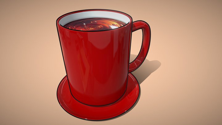 Red glass of tea 3D Model