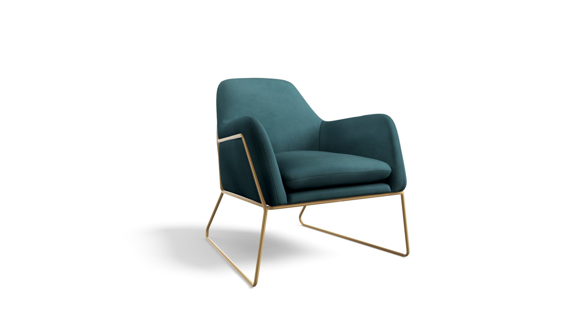 Frame Armchair,Petrol Velvet with Gold Frame