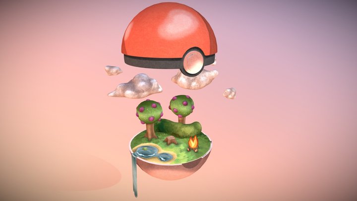 Pokeball with interior 3D Model