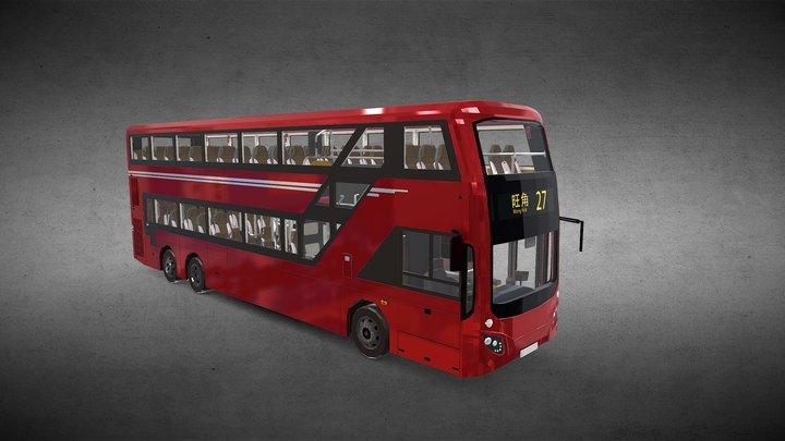 Hong Kong B8L12.8 Meters Bus 3D Model