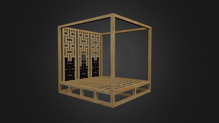Chinese Poster Bed 3D Model