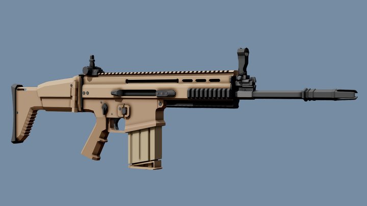 Low-Poly FN SCAR H – Free 3D Model STL