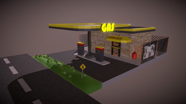 Simple Gas Station [free] 3D Model