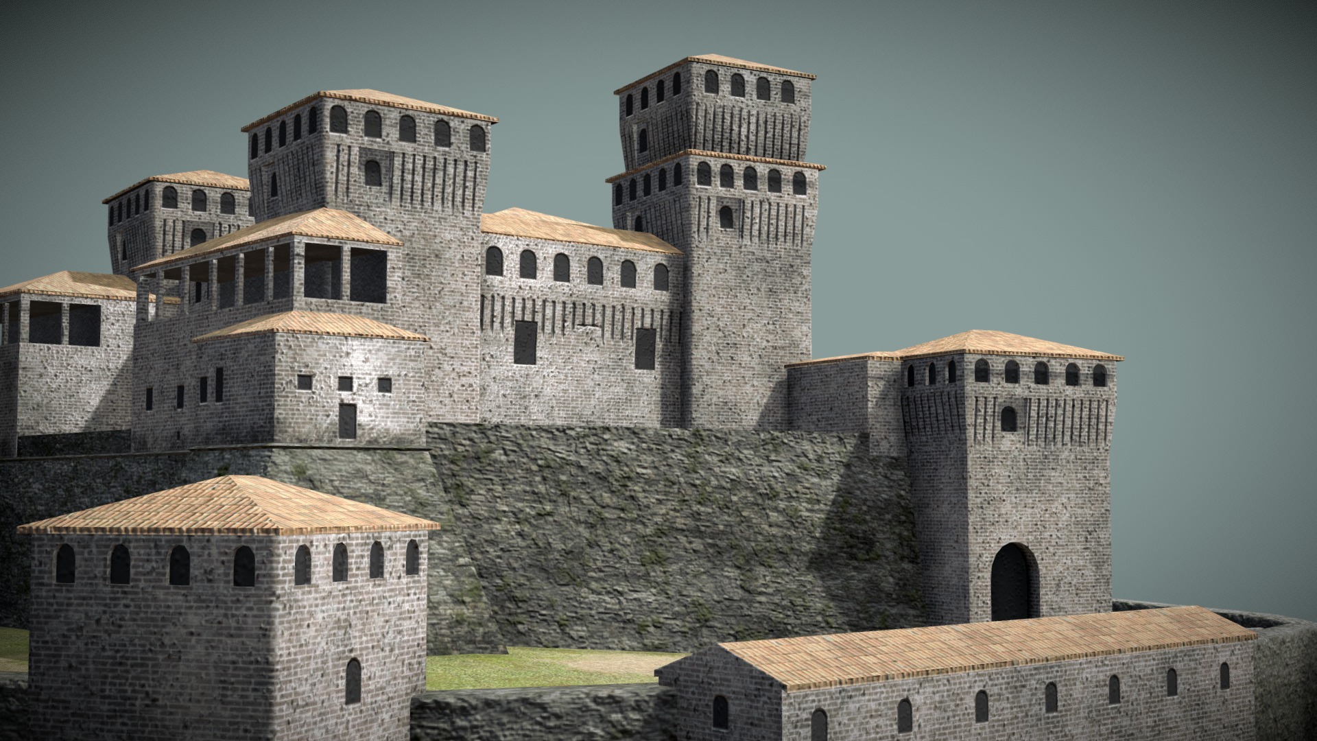 3D model Castle - This is a 3D model of the Castle. The 3D model is about a stone castle with a stone wall.