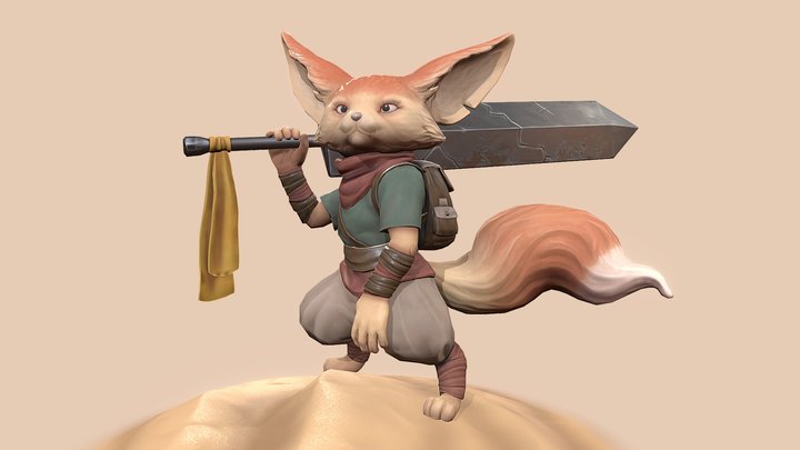 Fennec Fox Adventurer - Stylized Creature 3D Model