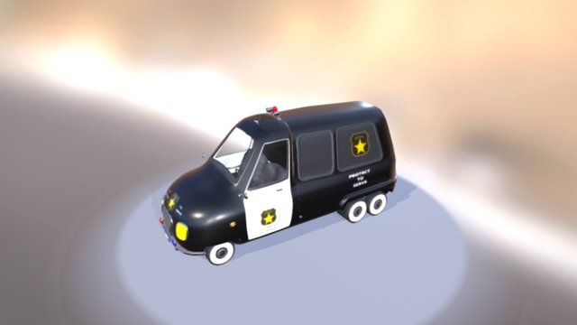 Pickup Police Van 3D Model