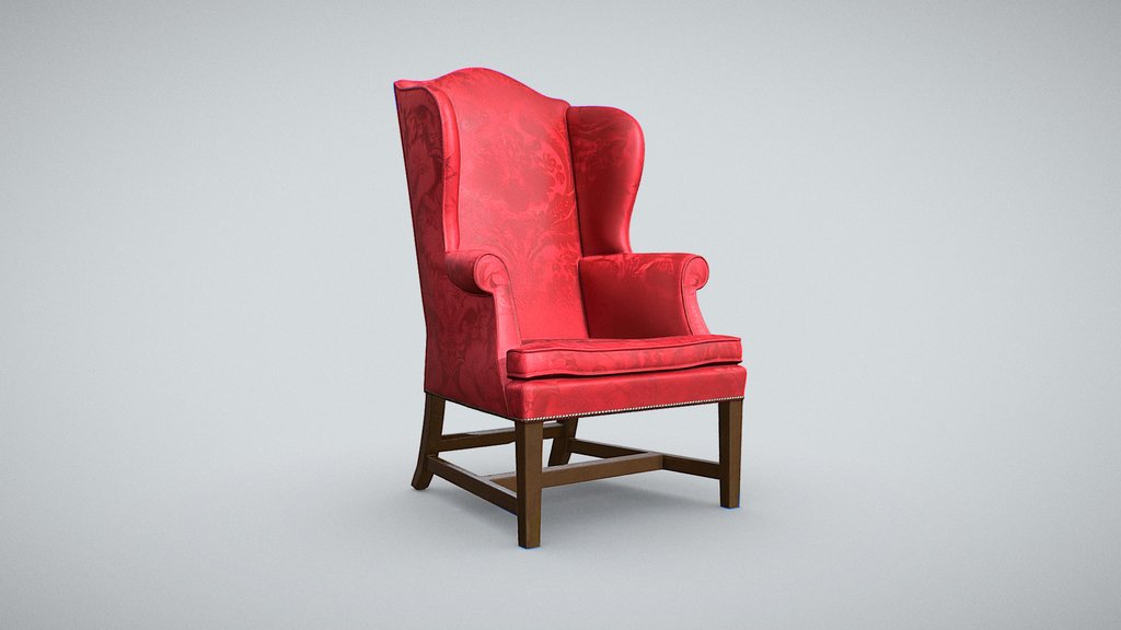 Crimson Damask Armchair