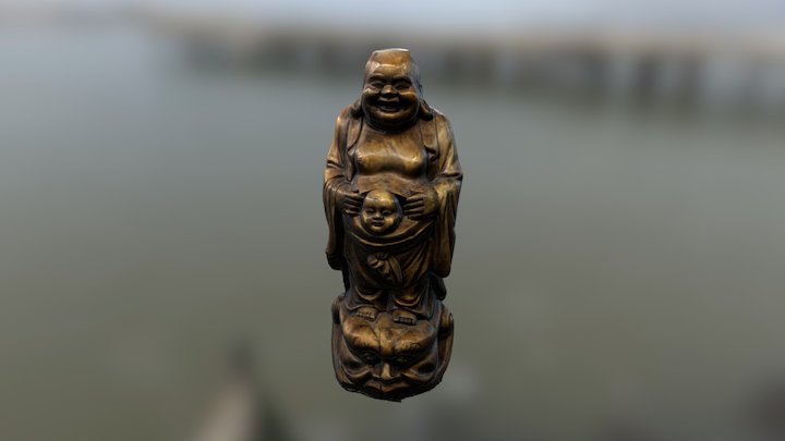 mini wood buddha 3D Model
