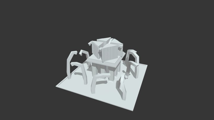 Brutalist fountain 3D Model