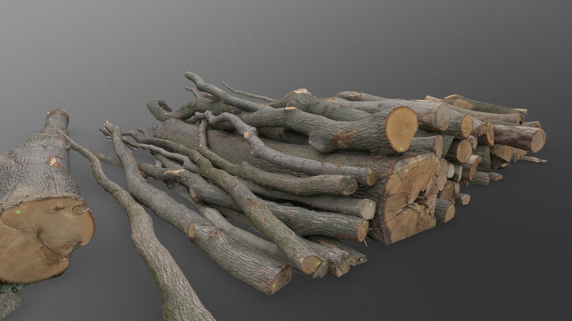 Cut trees oak logs stack heap isolated - Buy Royalty Free 3D model by ...