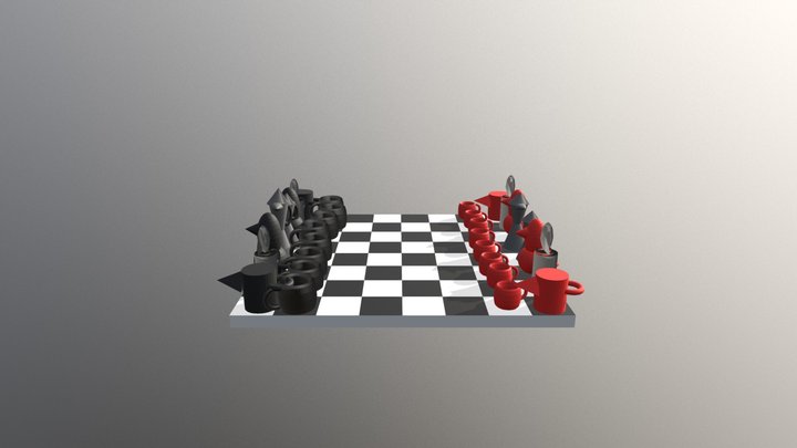 Scacchiera Con Caffettiera 3D Model