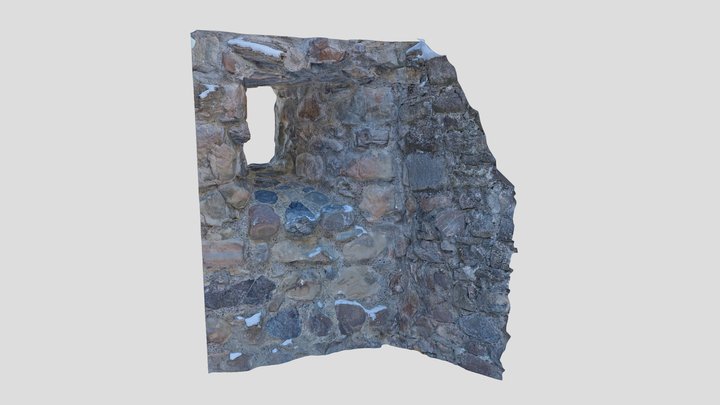 Wall with window from swiss castle ruin scan 8K 3D Model