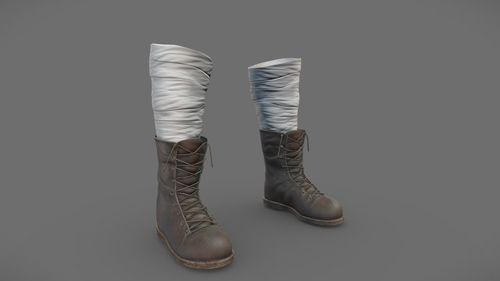 Female Male Lace Up High Fantasy Boots 3D Model