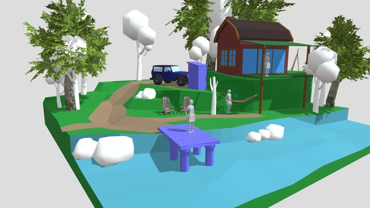 Eco House - WIP Diorama 3D Model