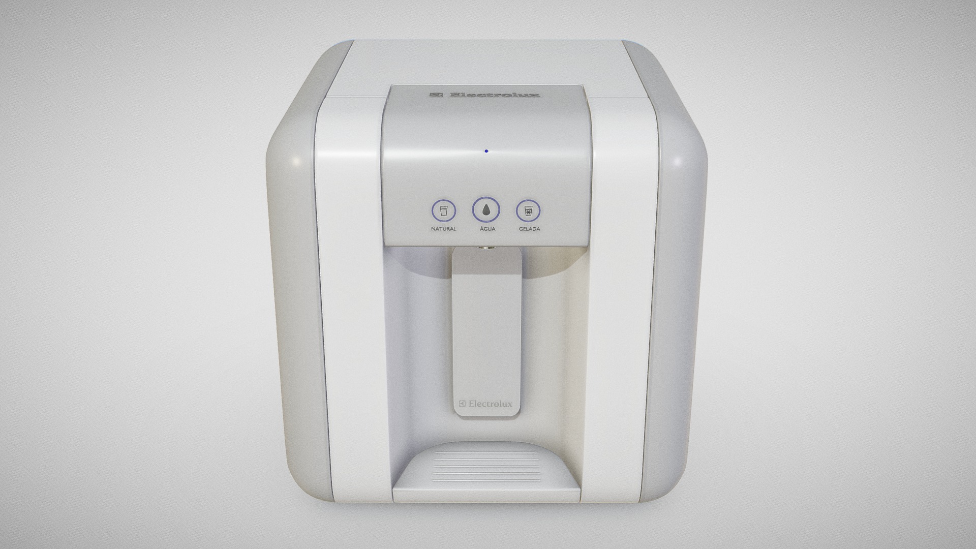 3D model Water Dispenser – Electrolux PA20G - This is a 3D model of the Water Dispenser - Electrolux PA20G. The 3D model is about a white rectangular object with a screen.