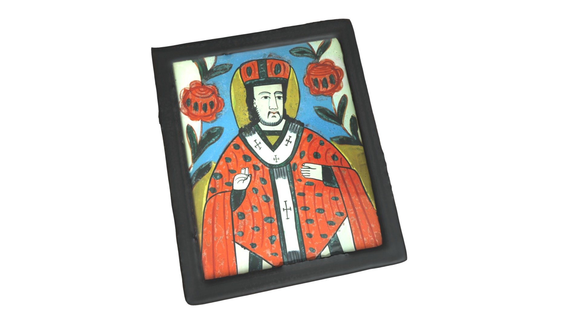 B9207 - Icoană pe sticlă Sfântul Nicolae — Sketchfab embed 3D viewer