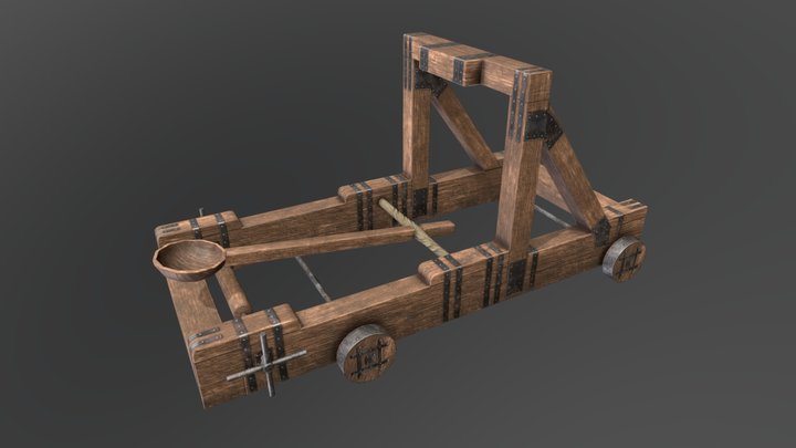 Catapult Low Poly 3D Model