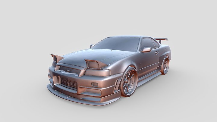 Nissan GTR + pop up headlights 3D Model