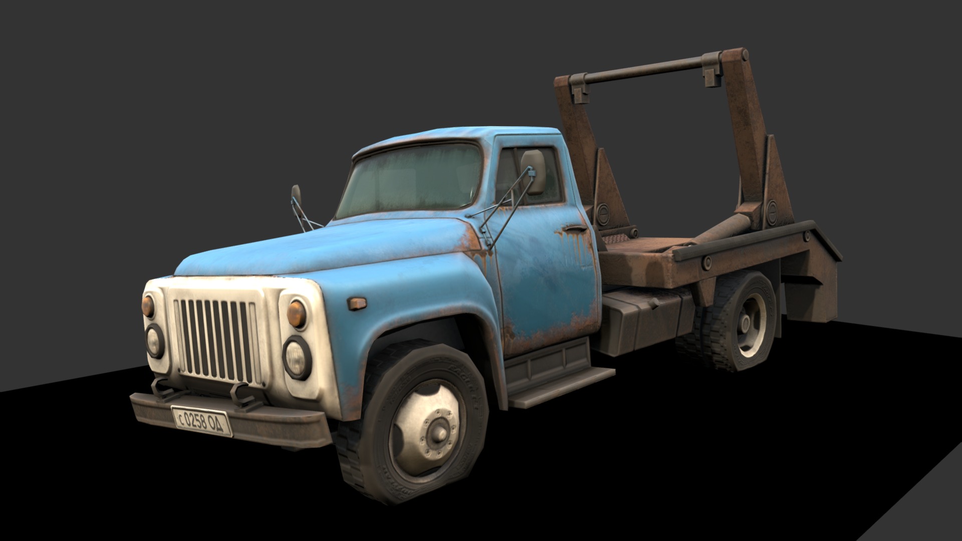 3D model Half-Life 2 – GAZ 52 (ГАЗ-52) - This is a 3D model of the Half-Life 2 - GAZ 52 (ГАЗ-52). The 3D model is about a blue truck with a trailer.