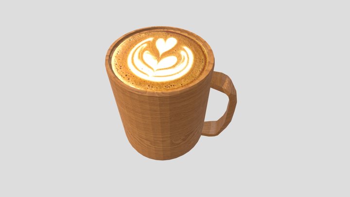 Wooden Latte Mug 3D Model