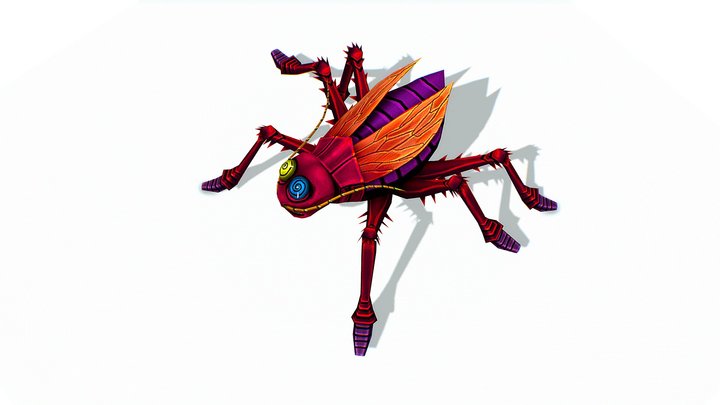 Animated Funny Cartoon Crazy Insect Roach 3D Model
