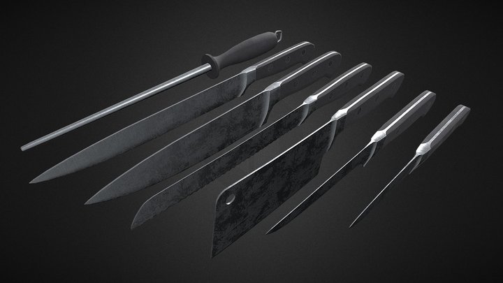 Kitchen Knife Set - Asset Pack 3D Model