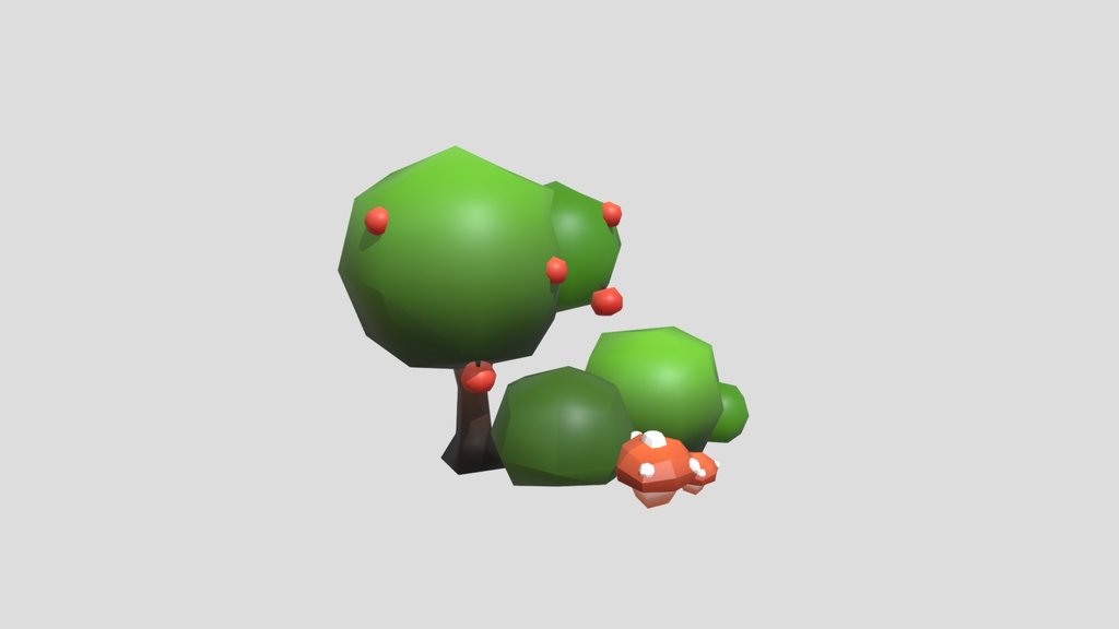 Low Poly Nature Environment Tree Bush Mushroom