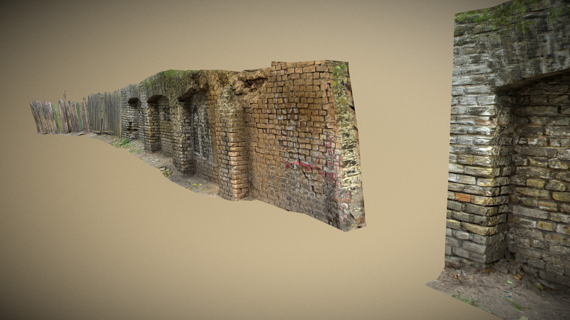 3D model The wall - This is a 3D model of the The wall. The 3D model is about a stone wall with a stone tower.
