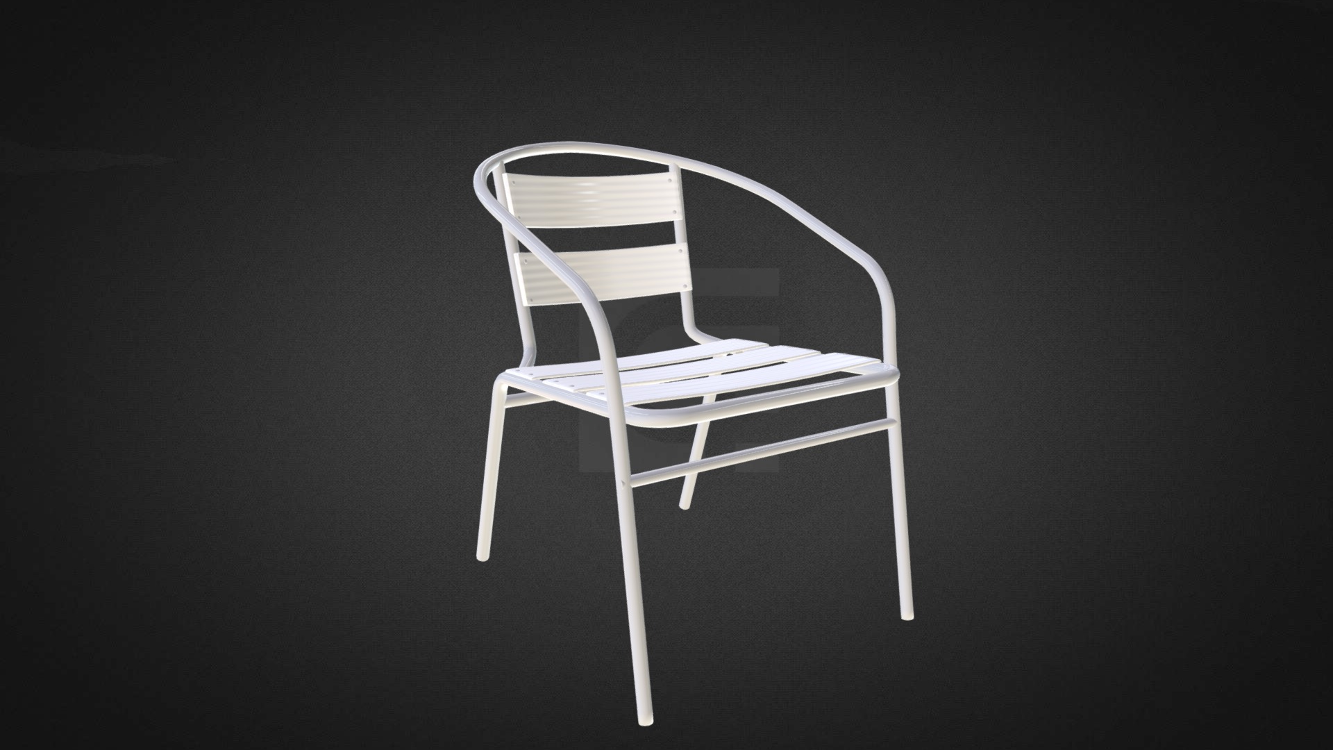 3D model Aluminium Chair Hire - This is a 3D model of the Aluminium Chair Hire. The 3D model is about a white chair with a black background.