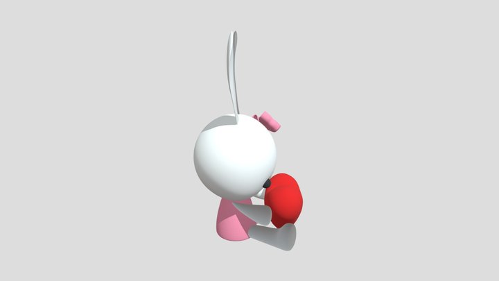 CUTE EASTER BUNNY WITH HEART 3D Model