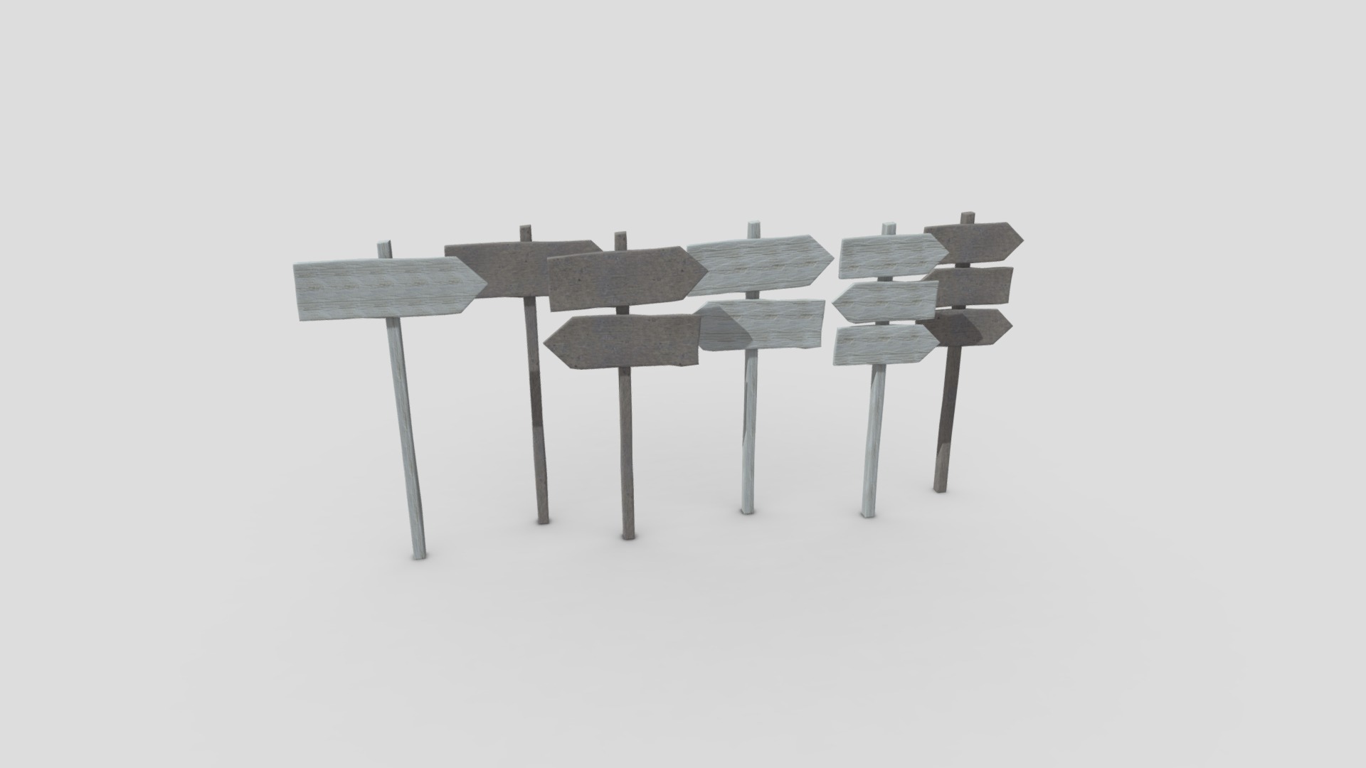 3D model Wooden Sign Set - This is a 3D model of the Wooden Sign Set. The 3D model is about a group of chairs.