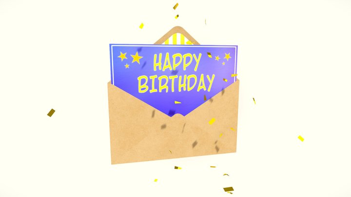 Personalized and Animated Birthday Greeting Card 3D Model