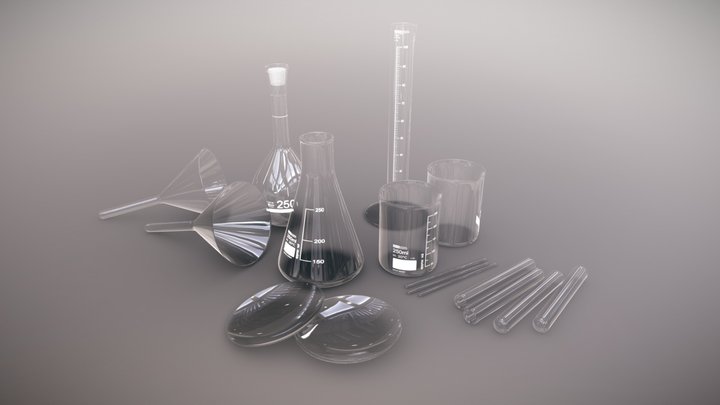 Laboratory Glassware Set 3D Model